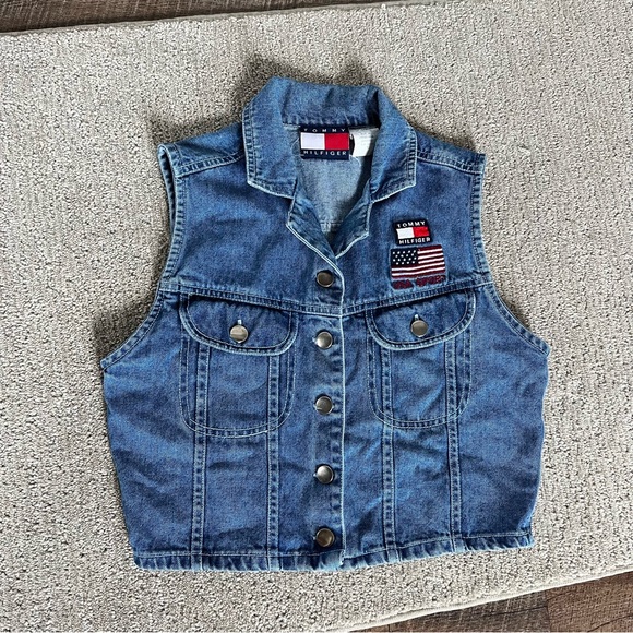 Tommy Hilfiger Vintage Y2K Denim Vest - Size M‎ - Picture 1 of 5